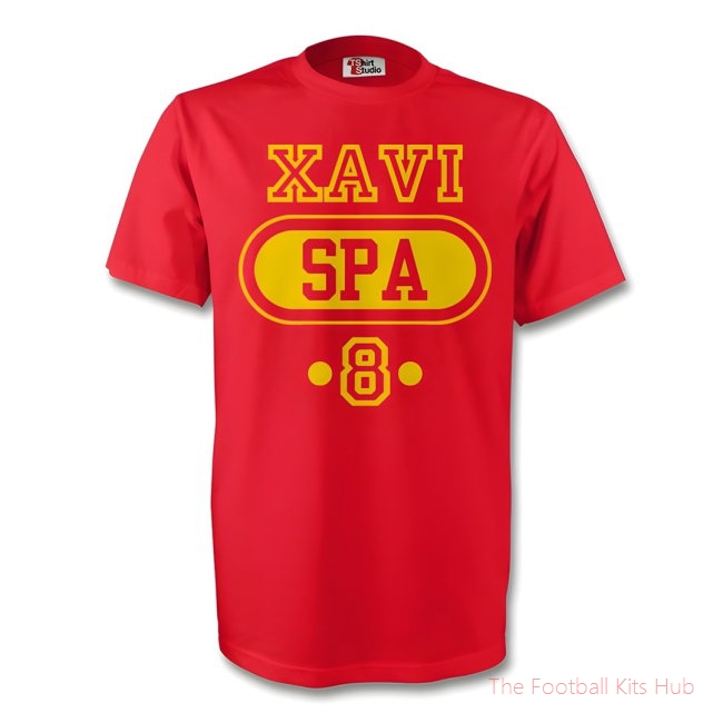 Xavi Spain Spa T-shirt (red)-unisoccer store