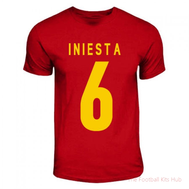 Iniesta Spain Hero T-shirt (red)-unisoccer store
