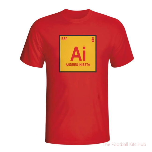 Andres Iniesta Spain Periodic Table T-shirt (red) - Kids-unisoccer store