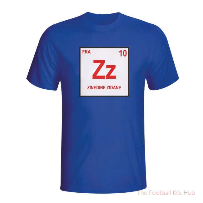 Zinedine Zidane France Periodic Table T-shirt (blue)-unisoccer store