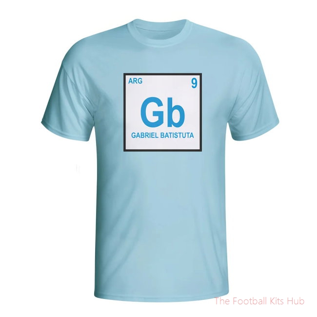 Gabriel Batistuta Argentina Periodic Table T-shirt (sky Blue) - Kids-unisoccer store