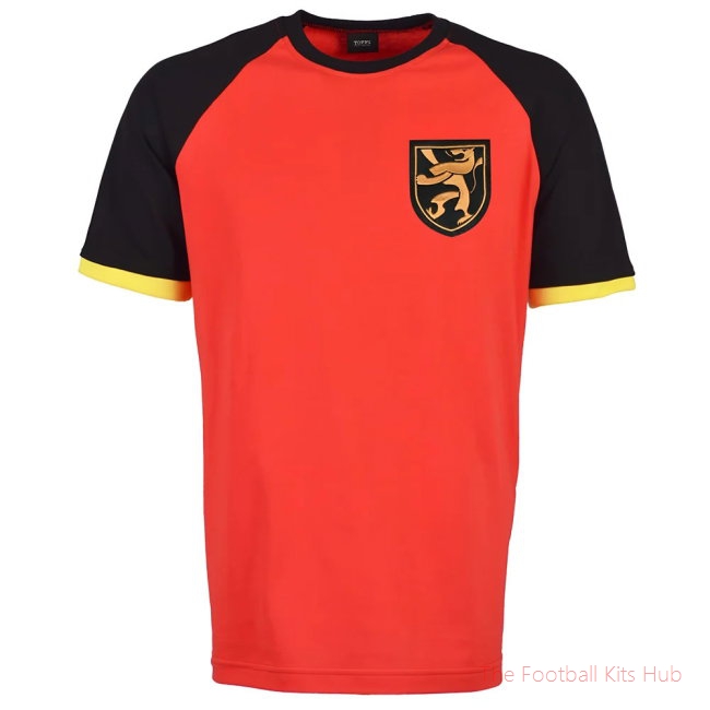 Belgium Raglan Red with Black/Yellow Sleeve T-Shirt-unisoccer store
