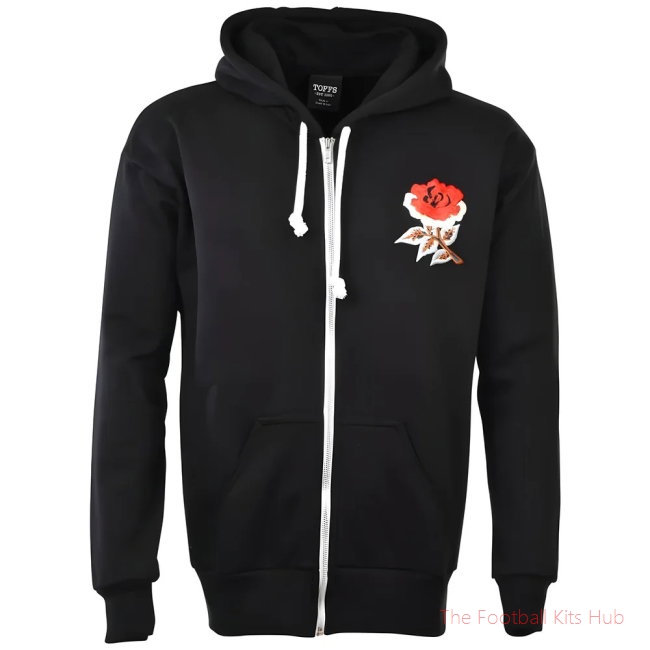 England 1910 Vintage Rugby Zipped Hoodie - Black-unisoccer store
