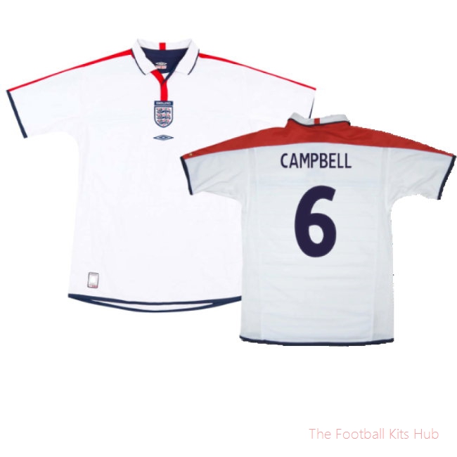 England 2003-05 Home Shirt (XL) (Mint) (Campbell 6)-unisoccer store