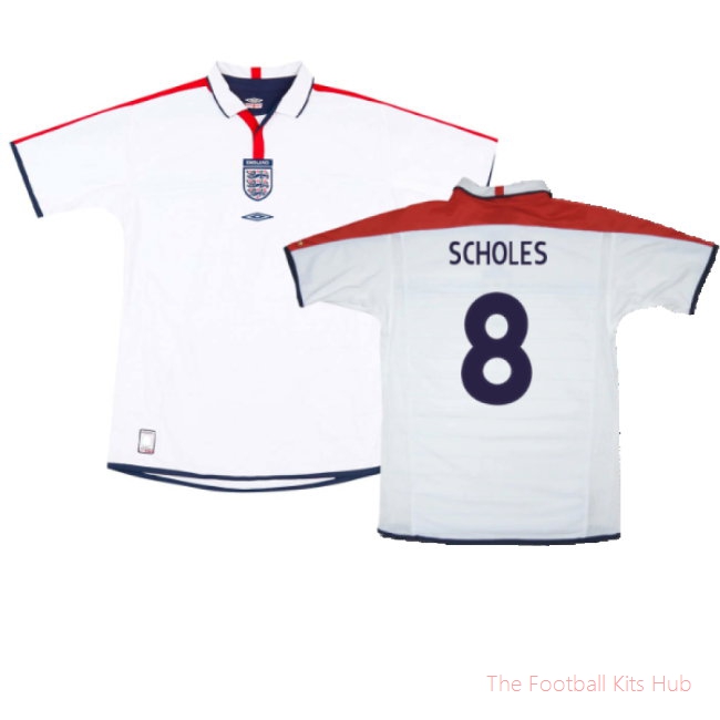 England 2003-05 Home Shirt (XL) (Mint) (Scholes 8)-unisoccer store