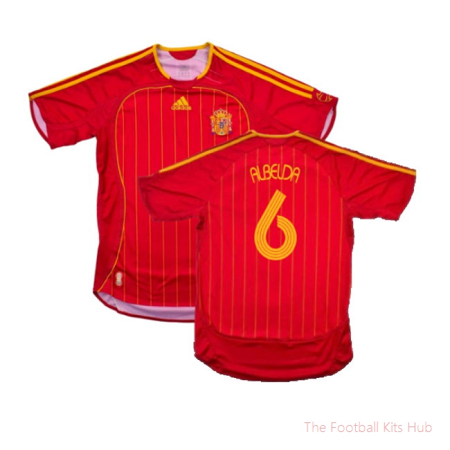 Spain 2005-07 Home (Excellent) (Albelda 6)-unisoccer store