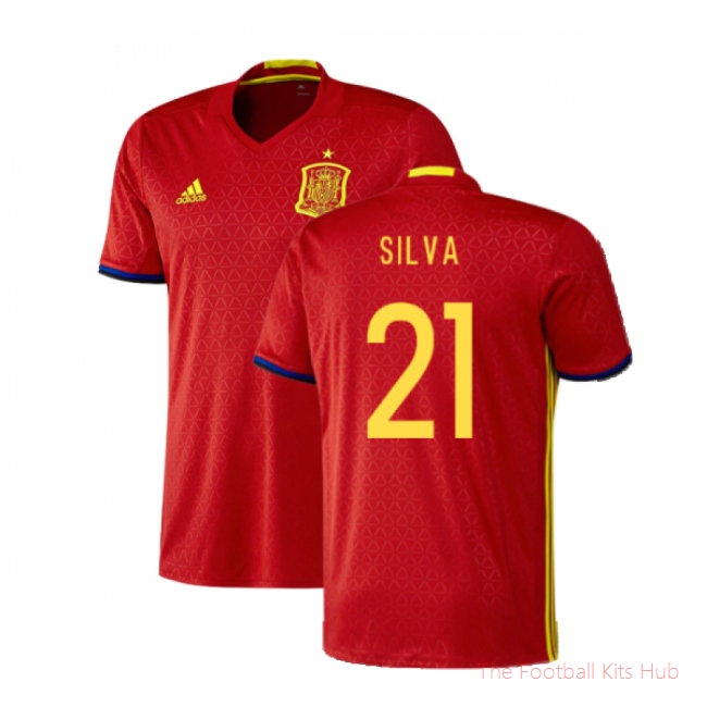 Spain 2016-17 Home Shirt (XS) (Excellent) (Silva 21)-unisoccer store