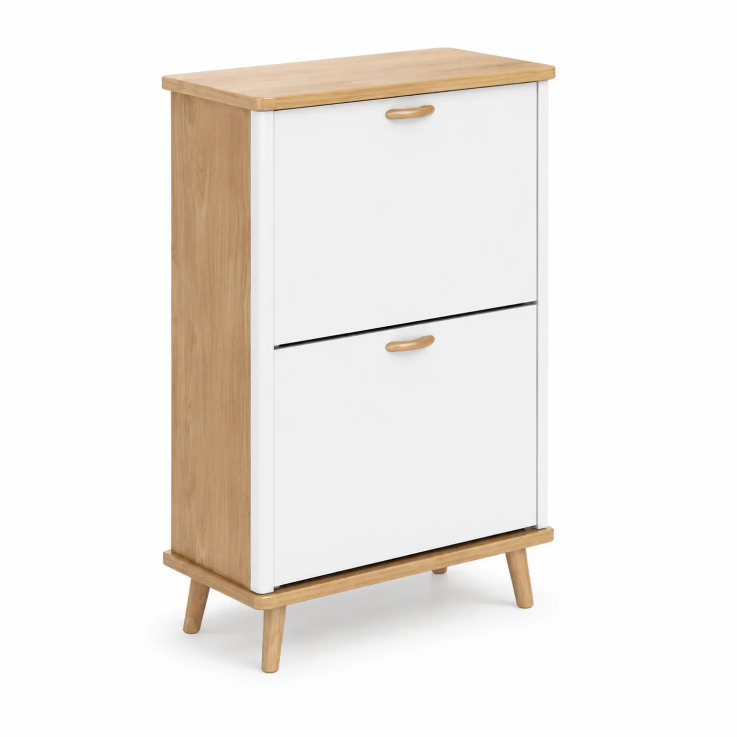 Szafka na buty z drewna i MDF Biała/Dąb 80x60x24 cm