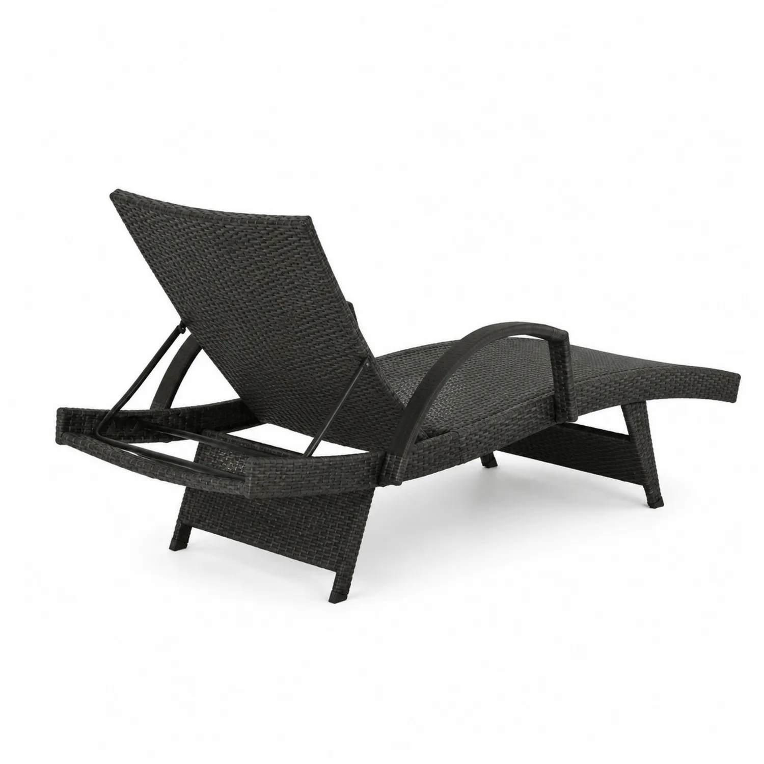 Leżak ogrodowy technorattan czarny 200 cm x 65 cm x 40 cm