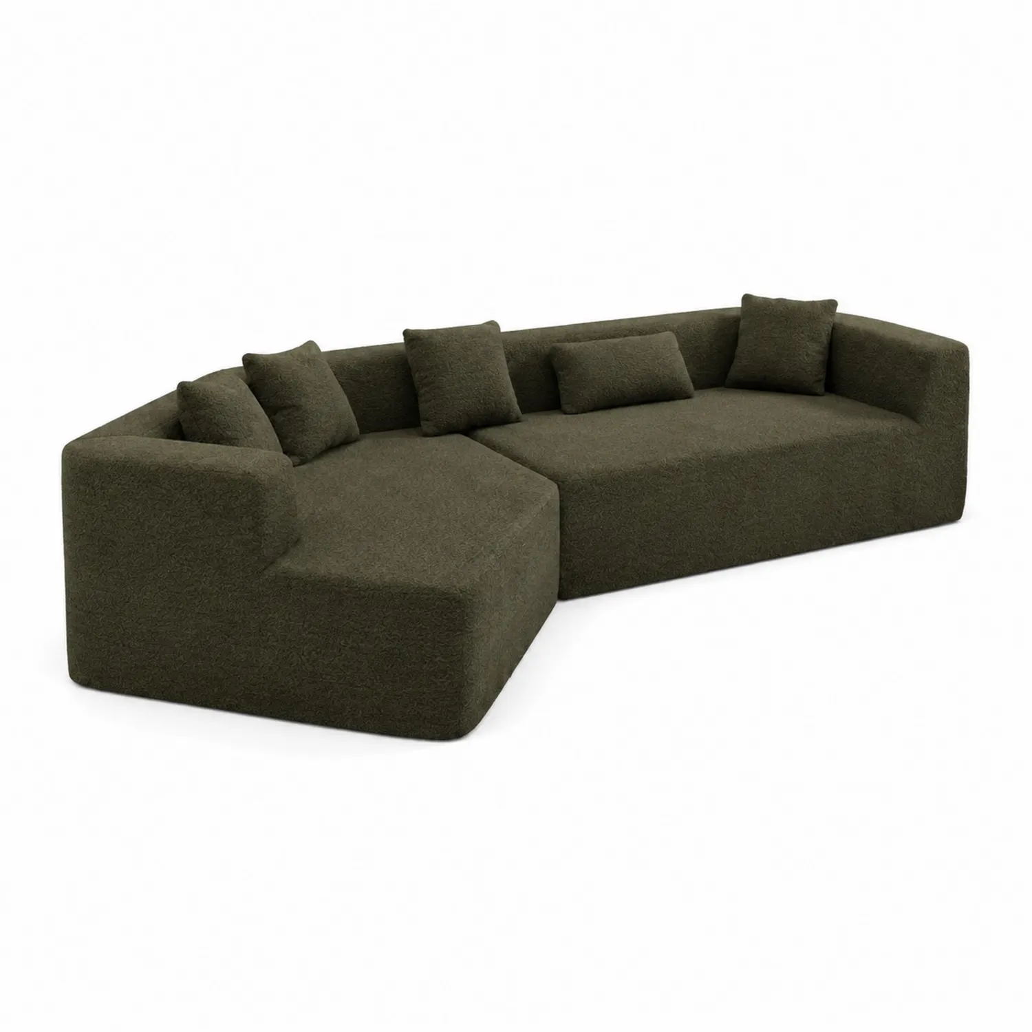 Modułowa sofa narożna zielona tkanina