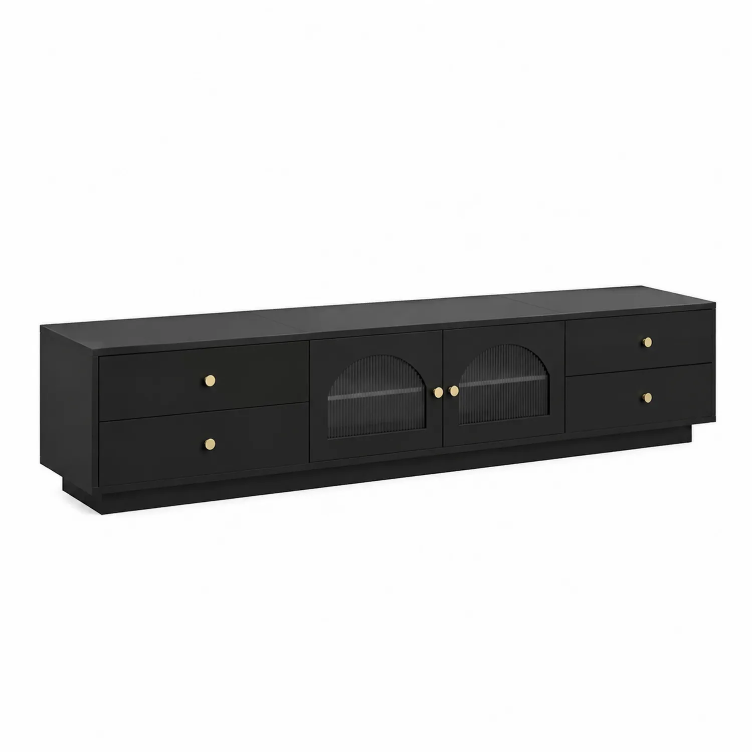Szafka RTV z MDF i szkłem hartowanym czarna 200x40 cm