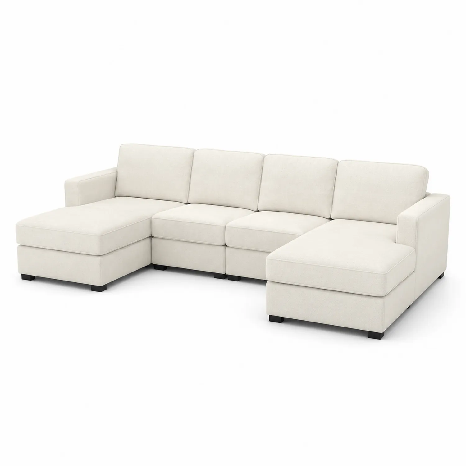 Sofa narożna modułowa z tkaniny poliestrowej Kremowy