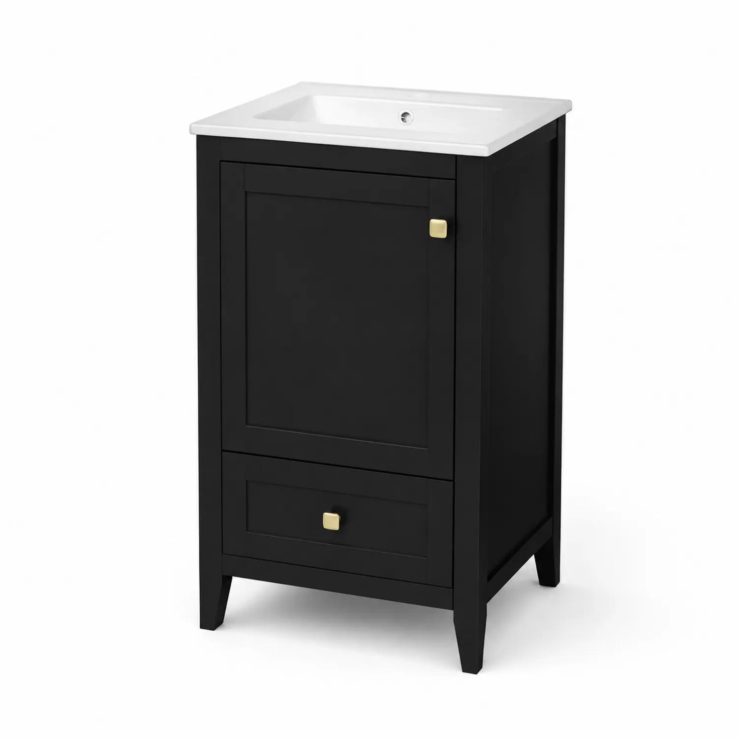 Szafka łazienkowa czarna z drewnem i ceramicznym blatem 60 cm