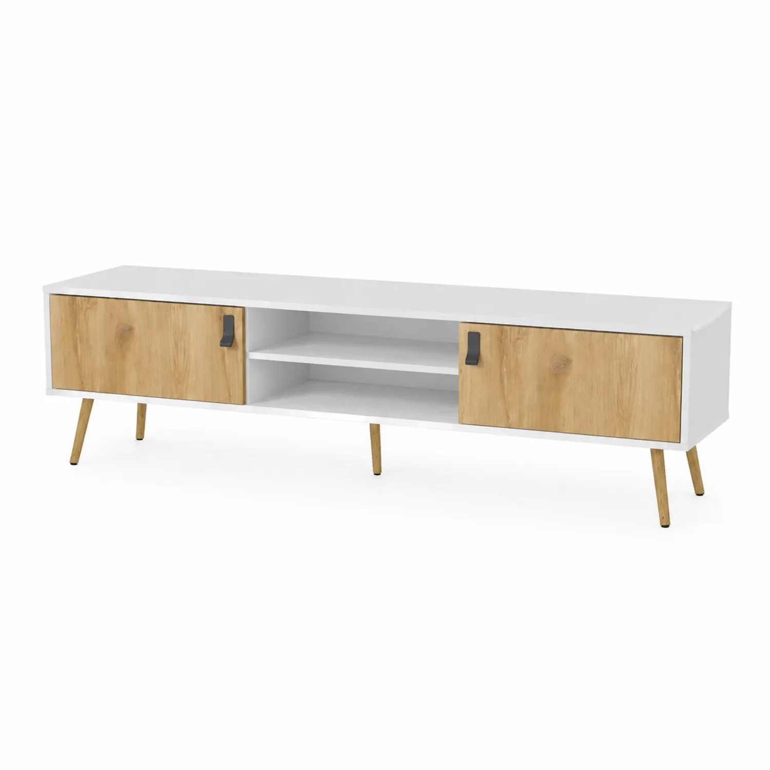 Szafka RTV z płytą laminowaną i dębowymi drzwiami 180x40x45 cm