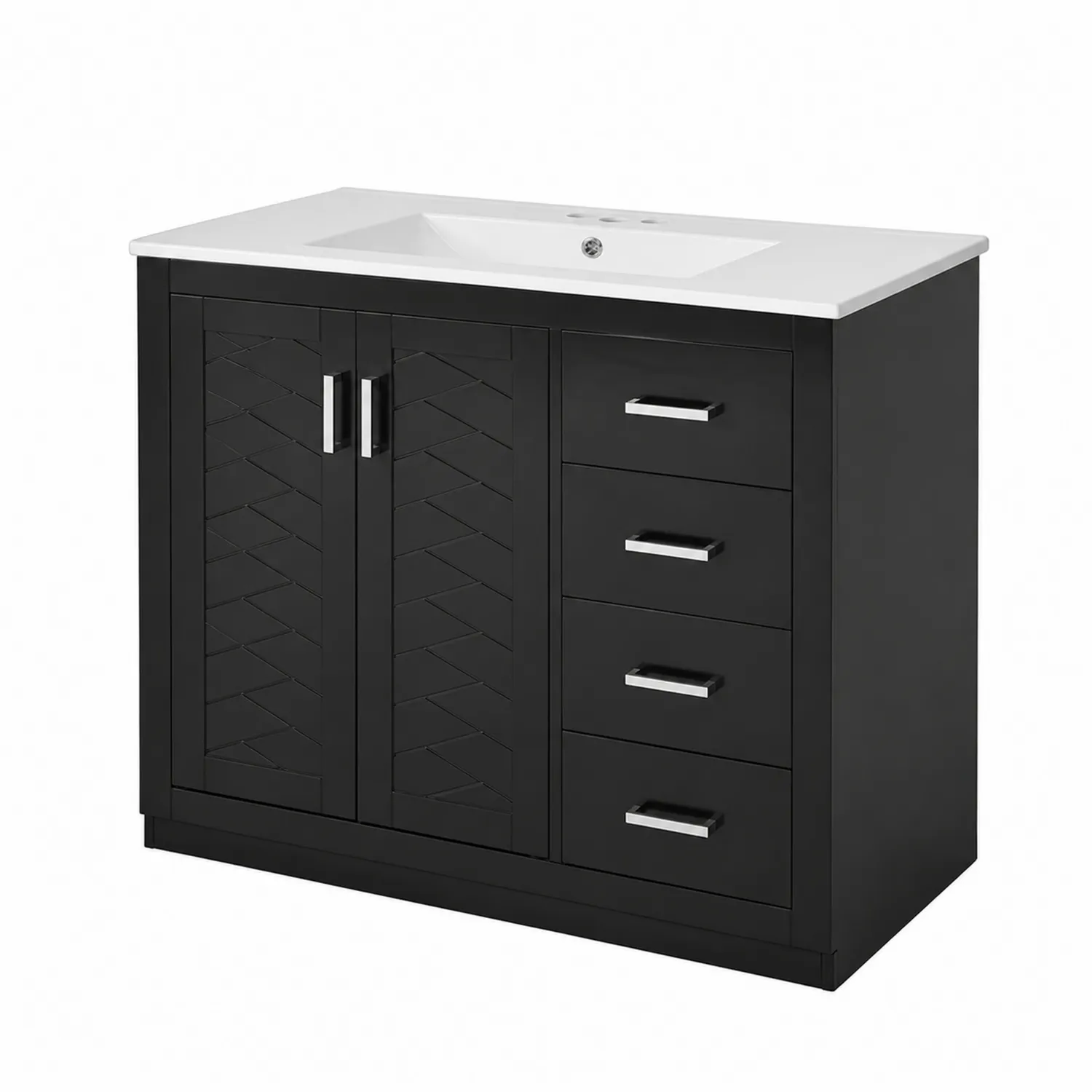 Szafka podumywalkowa czarna z płyty MDF i umywalką ceramiczną