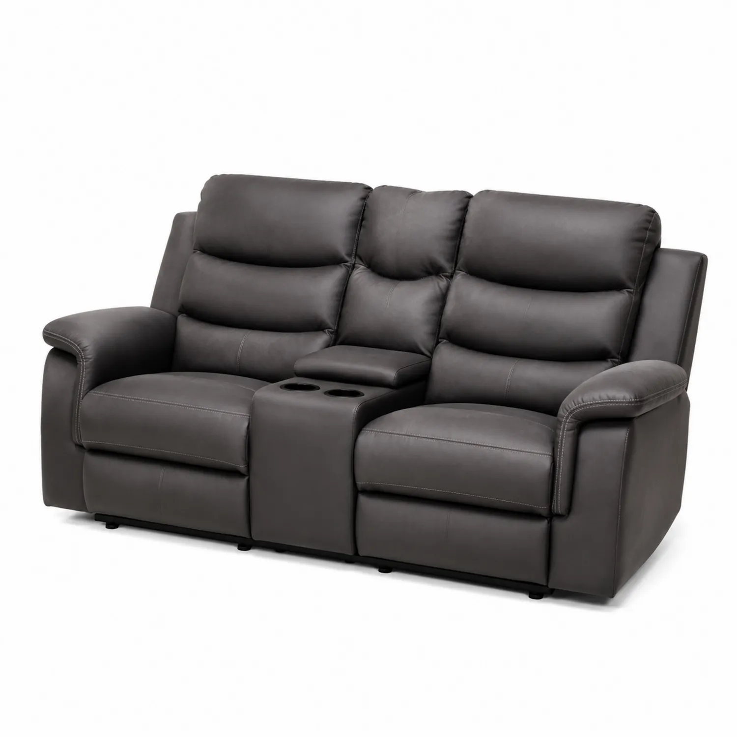 Sofa dwuosobowa skórzana z funkcją relax i uchwytami