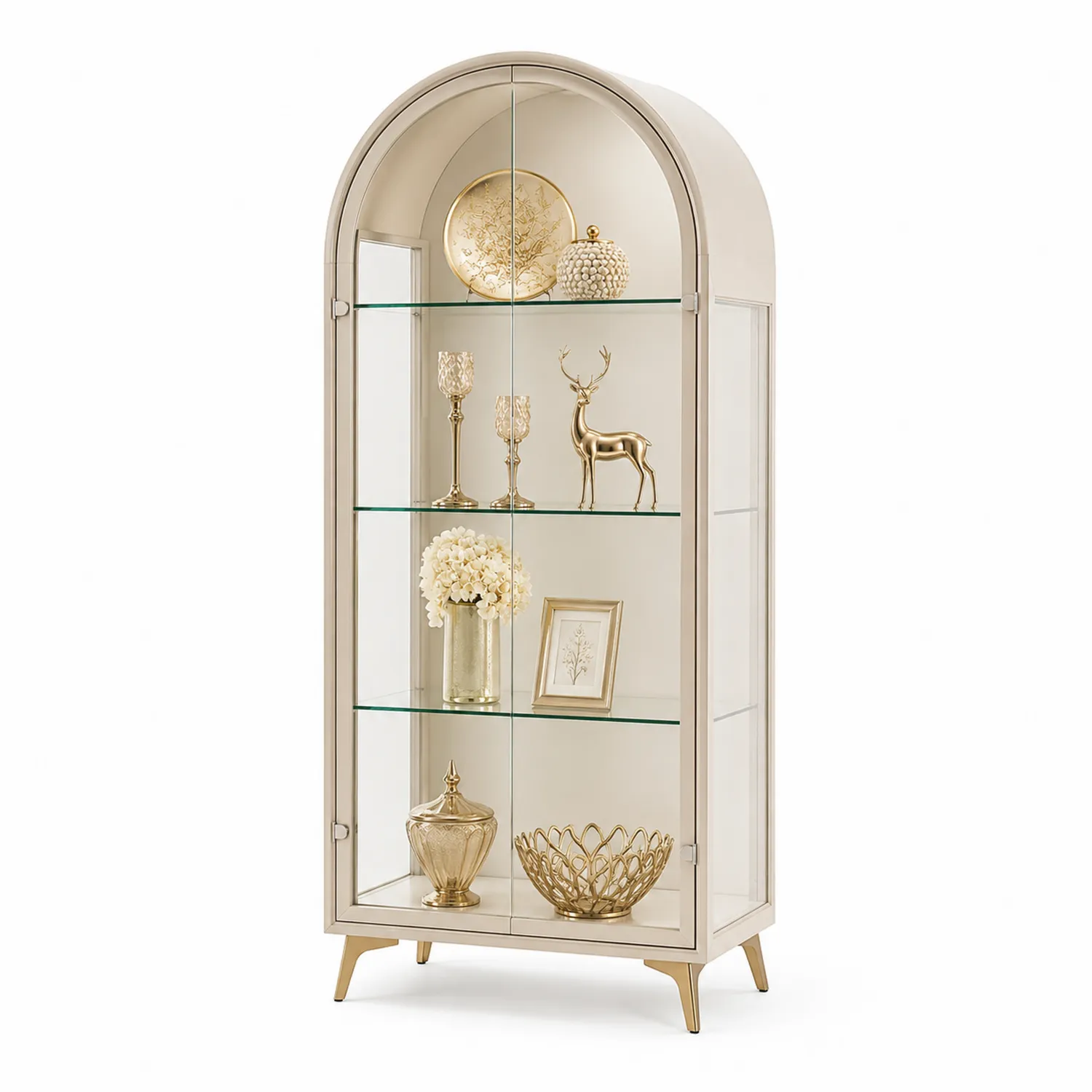Vitrinenschrank aus gehärtetem Glas und Metallrahmen, 180cm x 80cm x 40cm