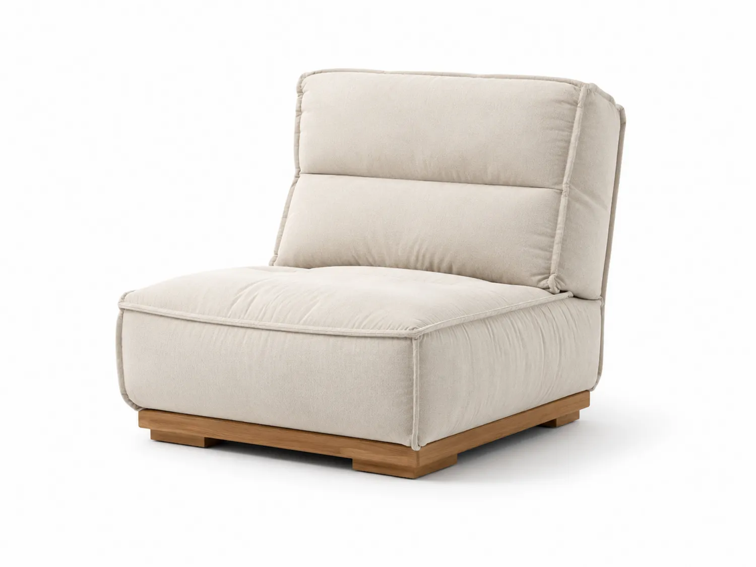 Modulares Sofa aus Baumwollstoff und Holz in Beige