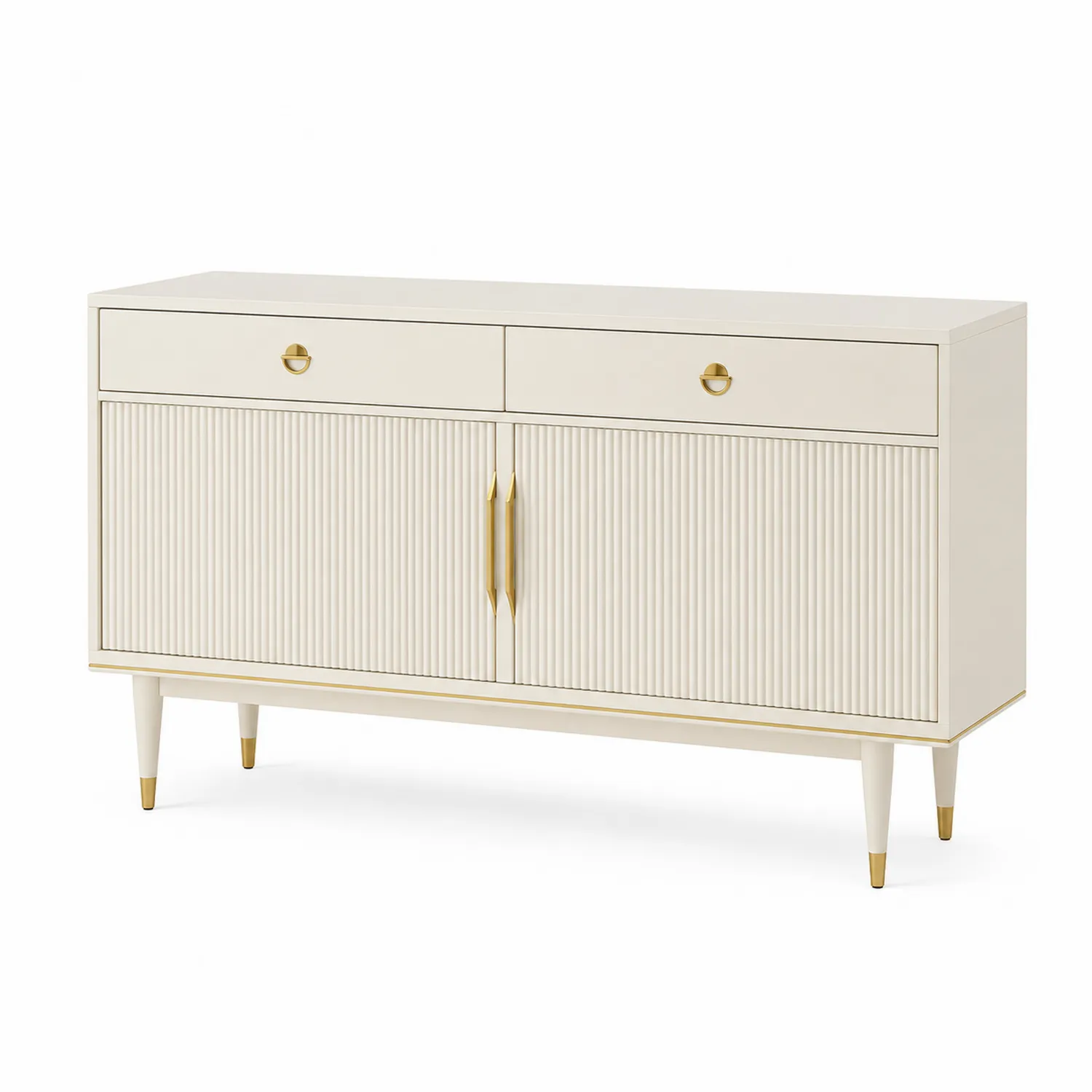Sideboard Creme Holz mit Metallgriffen 120x80x40 cm
