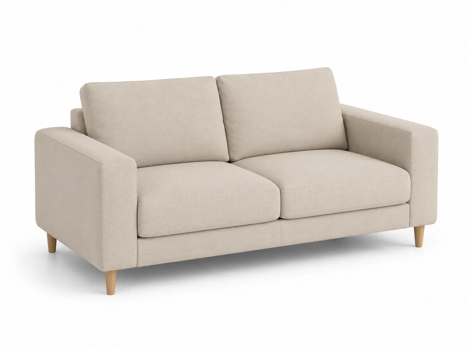 Zweisitzer Sofa aus Stoff mit Holzfüßen Beige