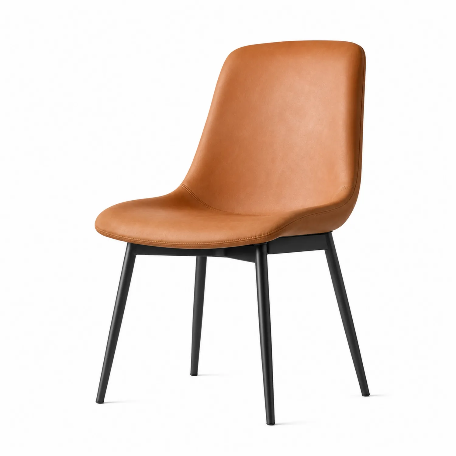 Stuhl aus Lederimitat Braun mit Metallrahmen