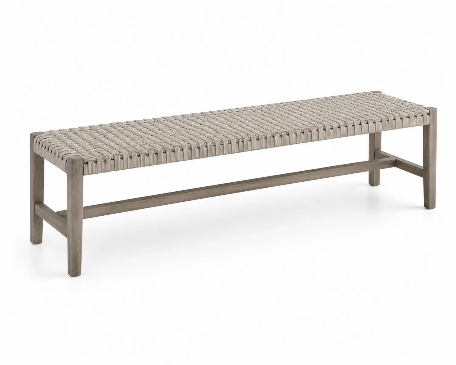 Holzbank mit Polyesterseilgeflecht Beige 180x35x45cm
