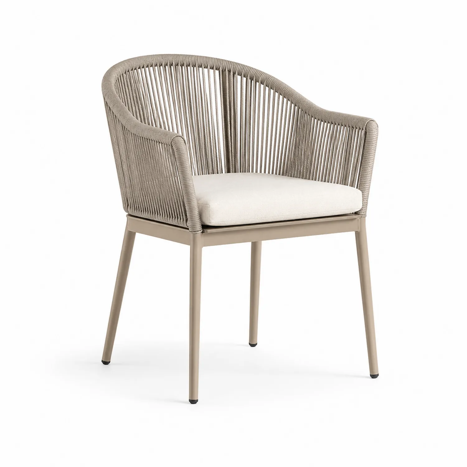 Gartenstuhl Aluminium Polyesterseil Beige H86cm