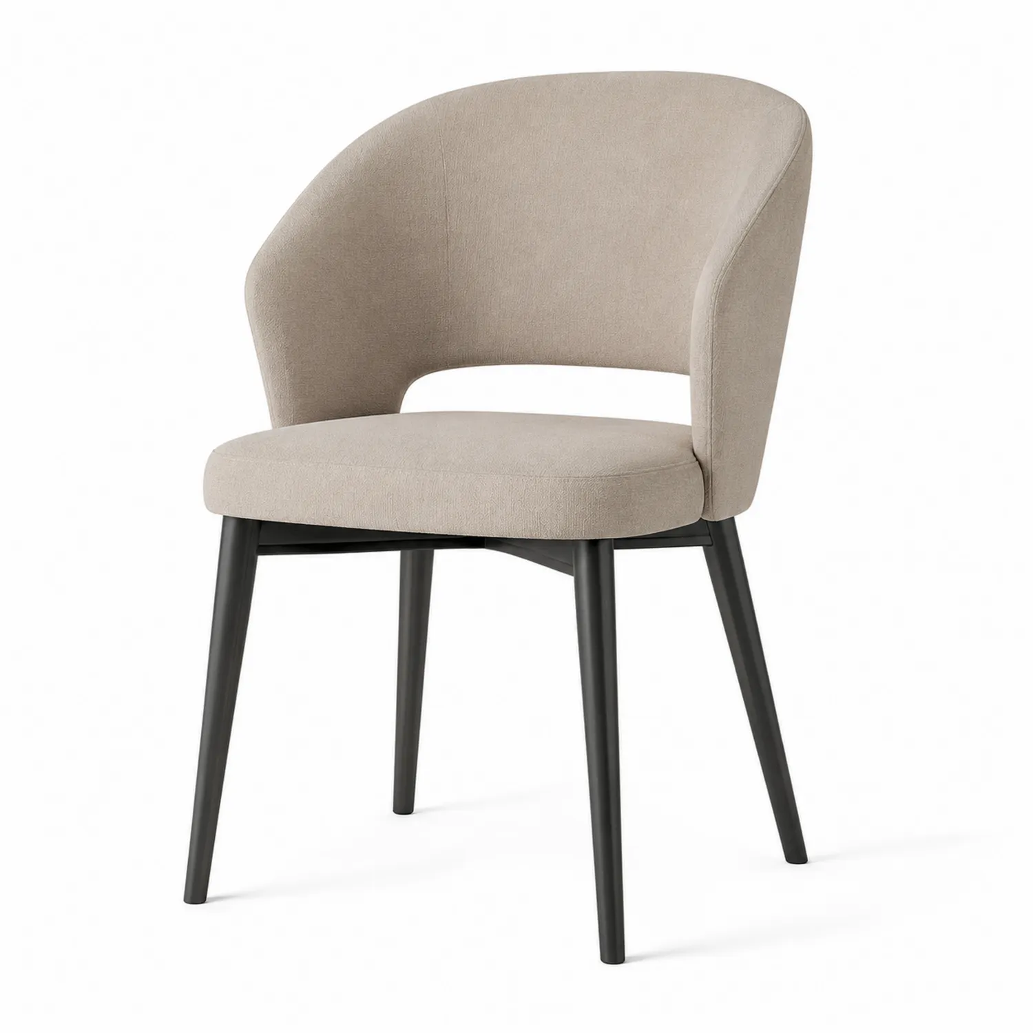 Esszimmerstuhl aus Polyester mit Metallbeinen, Beige