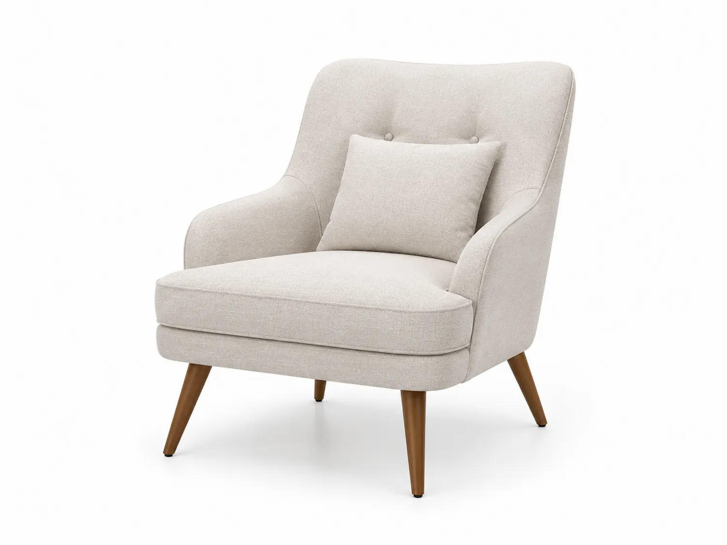 Stoffsessel mit Holzbeinen Beige