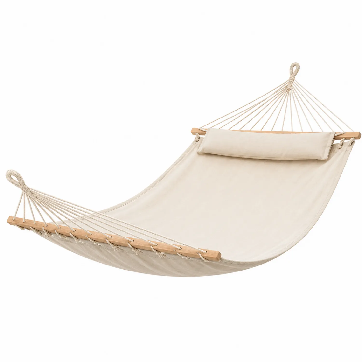 Hängematte Creme Baumwolle mit Holzrahmen
