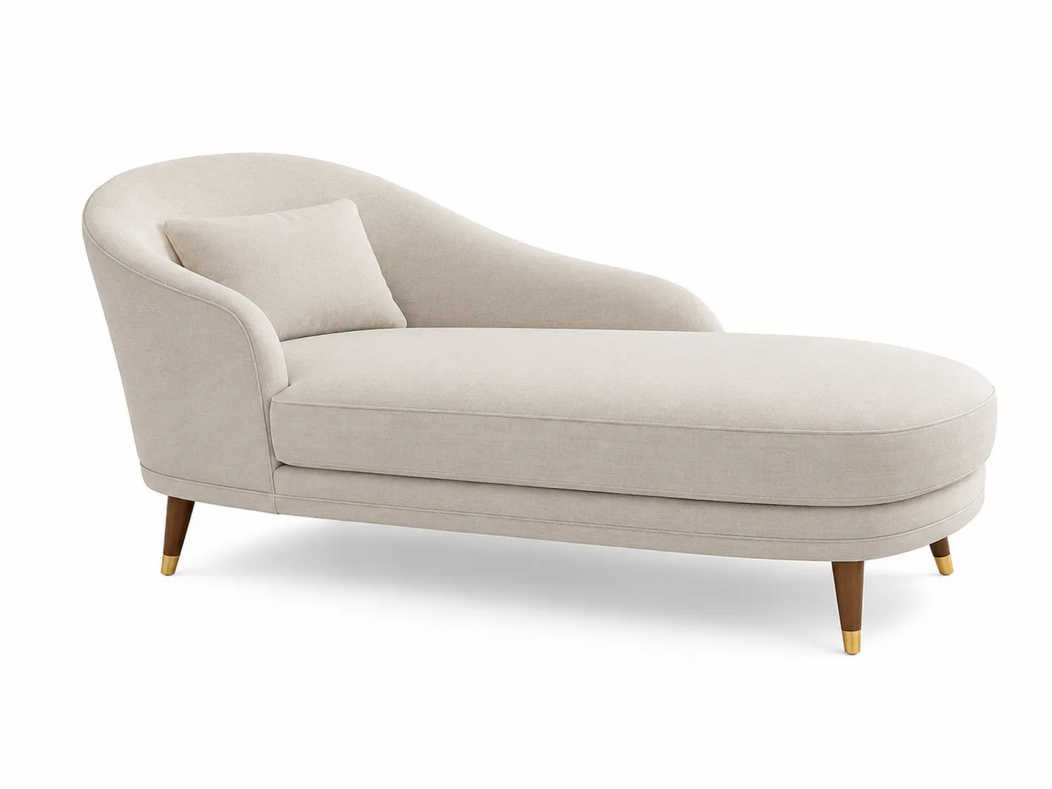Chaiselongue Leinen Beige Oval mit Holzbeinen