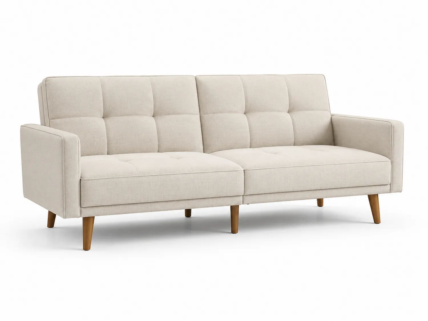 Zweisitzer Sofa Leinenstoff Massivholz Beige