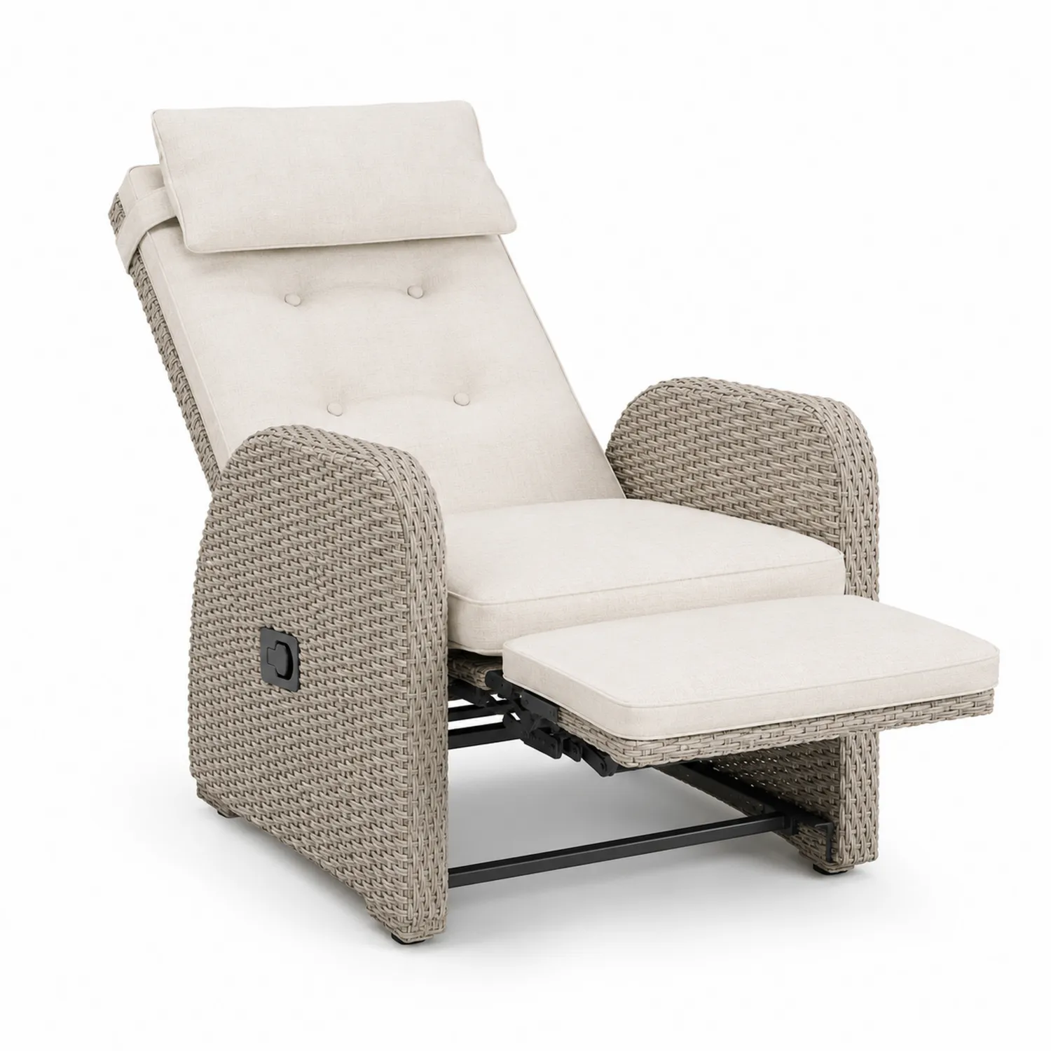 Verstellbarer Polyrattan-Relaxstuhl Beige