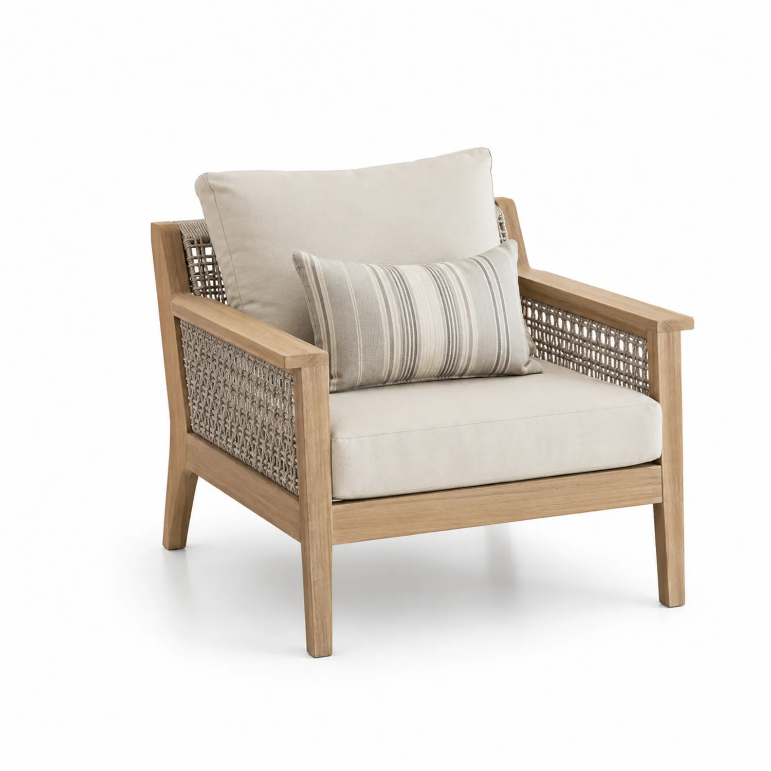 Clubsessel Teakholz Polyrattan inklusive Kissen