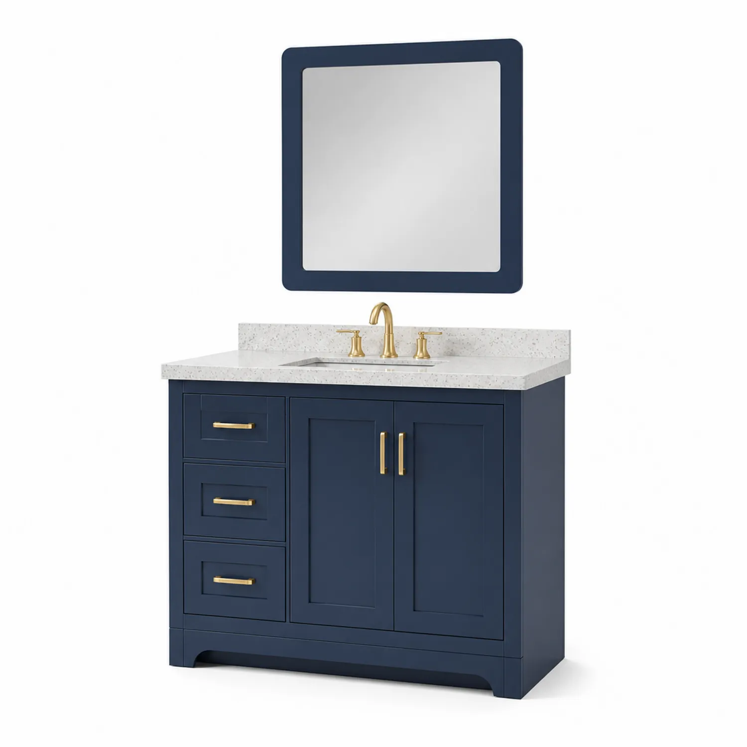Waschtisch mit Spiegel Marineblau Holz 90cm