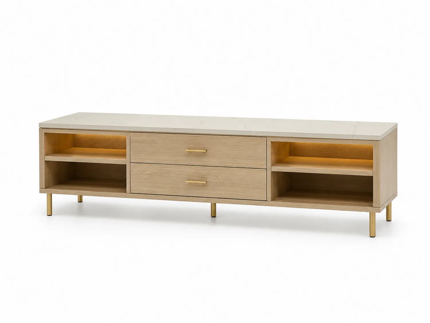 TV-Schrank mit Eichenholz und Keramikoberfläche, 200 cm