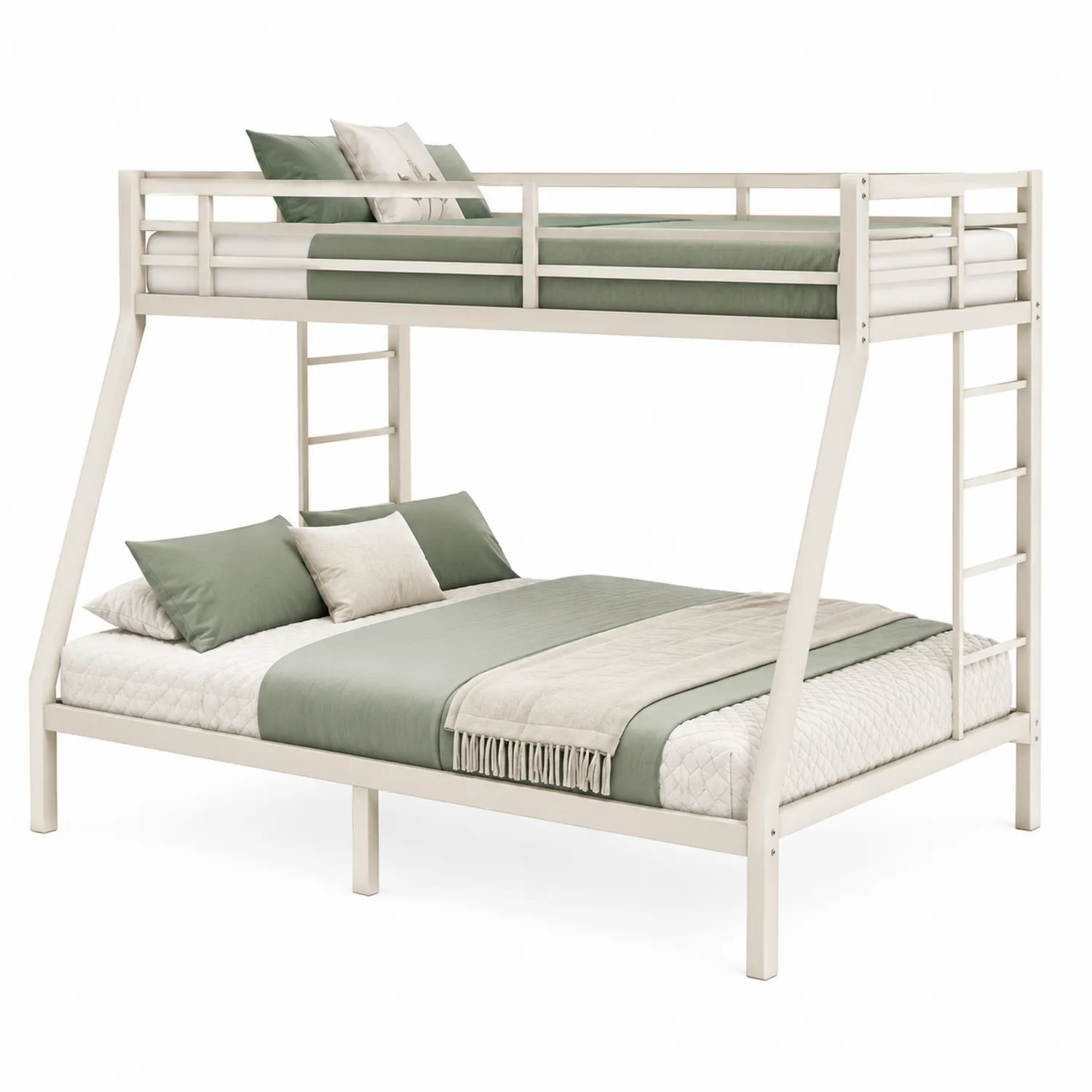 Metall-Etagenbett Weiß mit Matratzen 200x90 cm/200x140 cm
