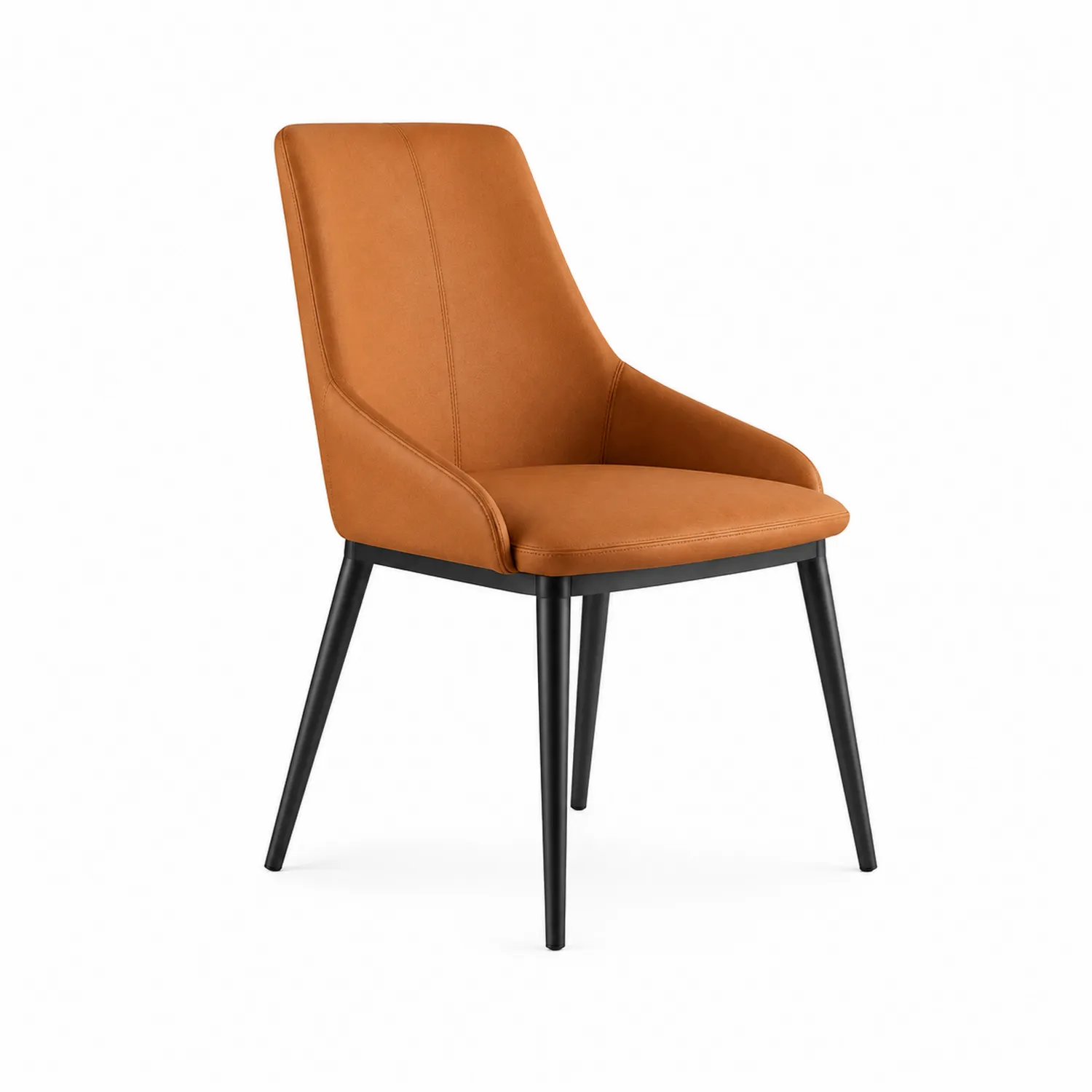 Esszimmerstuhl Kunstleder Cognac mit Metallbeinen