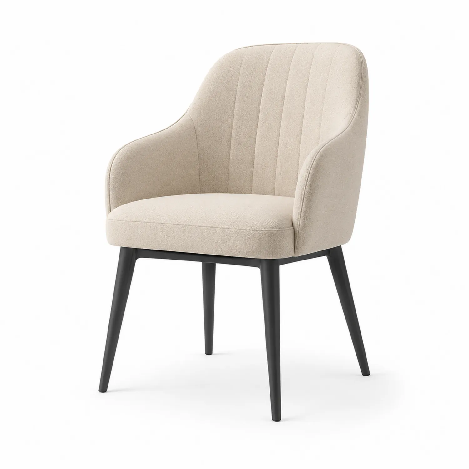 Esszimmerstuhl Beige Stoff mit schwarzen Holzbeinen