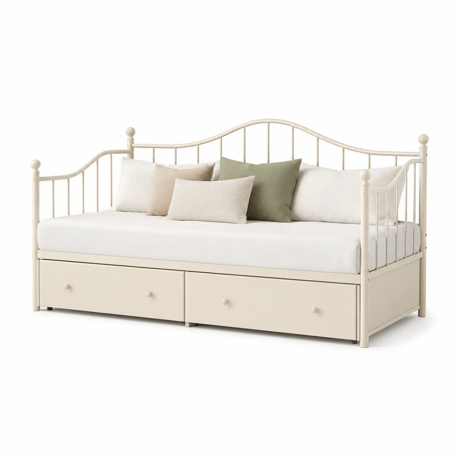 Metall-Tagesbett mit Bettkasten Beige 200x90 cm