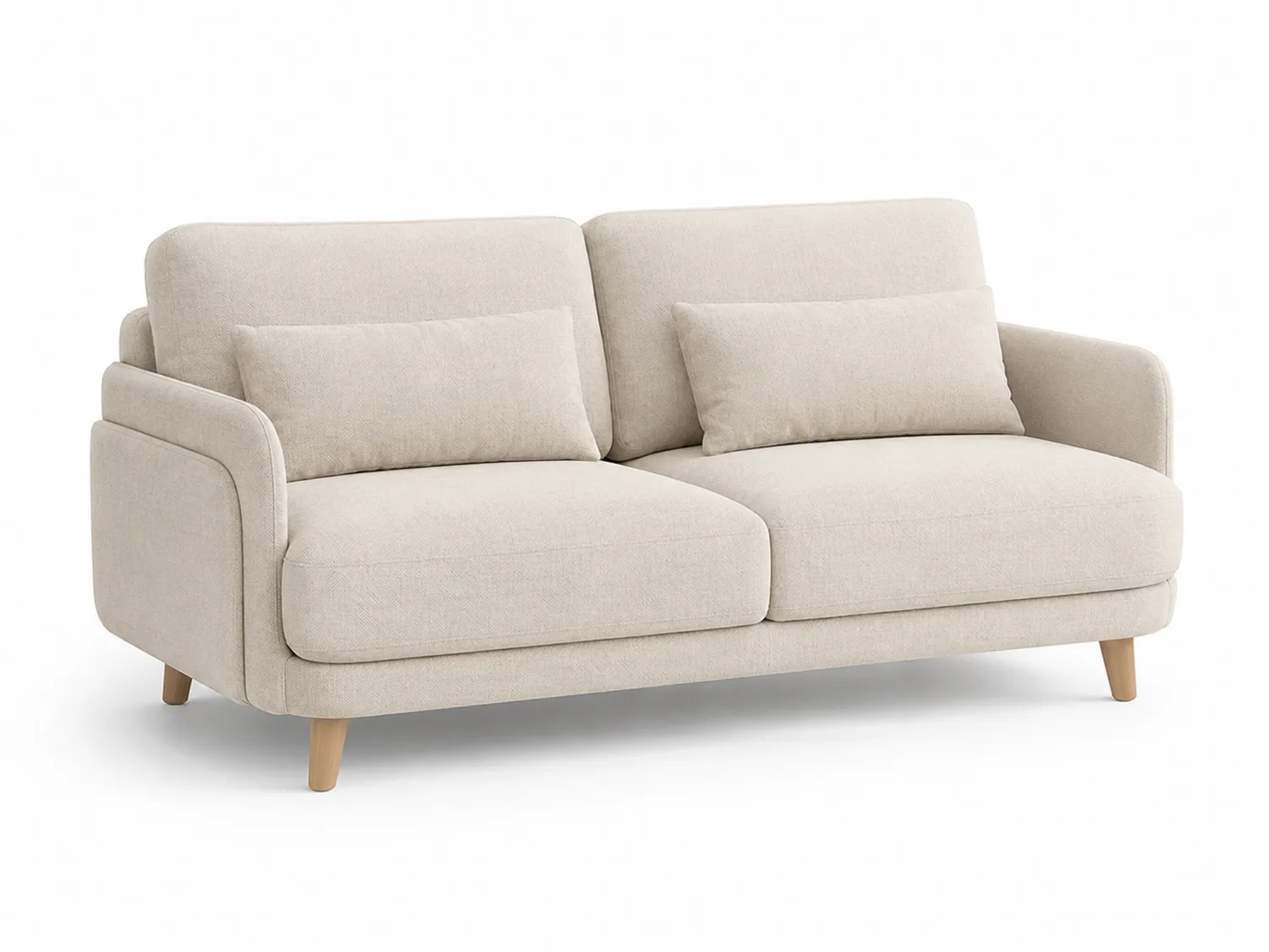 Zweisitzer Sofa Holz Beige Stoff