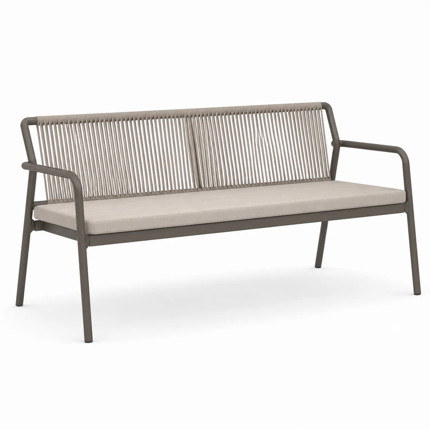 Gartenbank aus Aluminium mit Seilbespannung 150 cm Beige