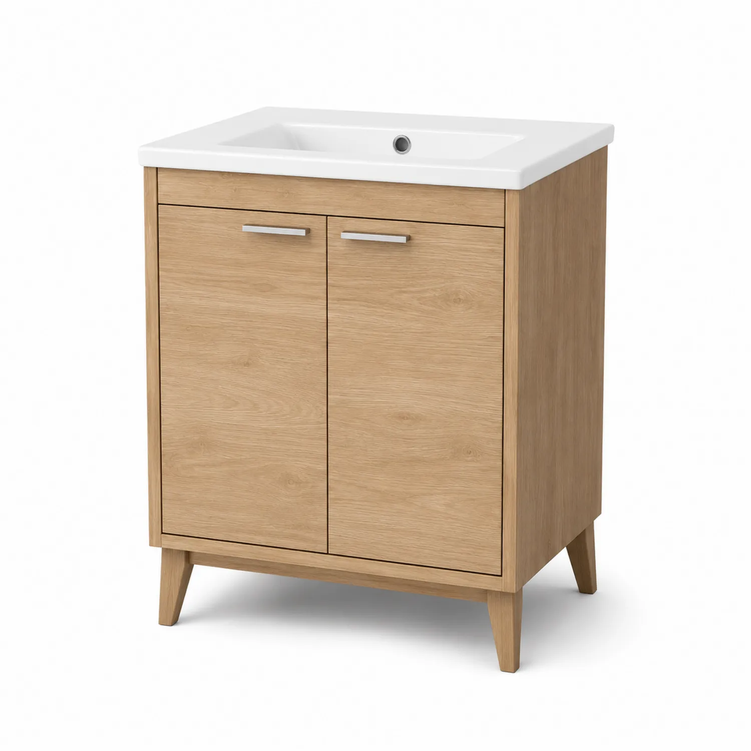 Waschtischschrank mit Keramik Waschbecken Eiche 60x45x85 cm