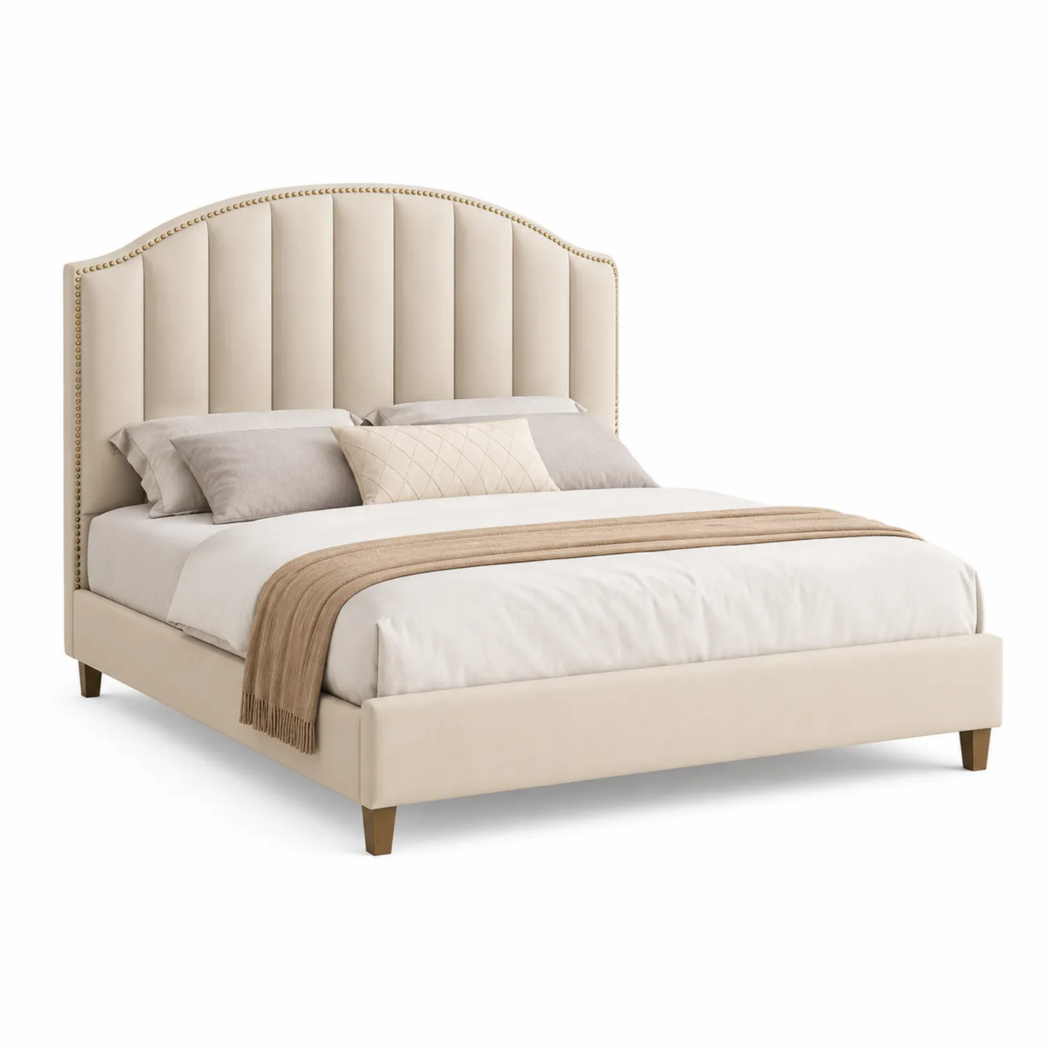 Doppelbett Beige Polsterkopfteil 200x180 cm