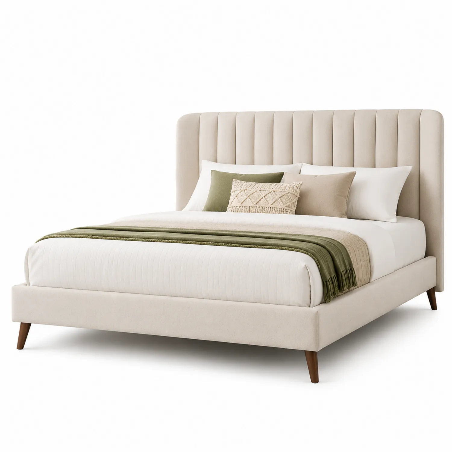 Polsterbett Samt Beige 200x180 cm