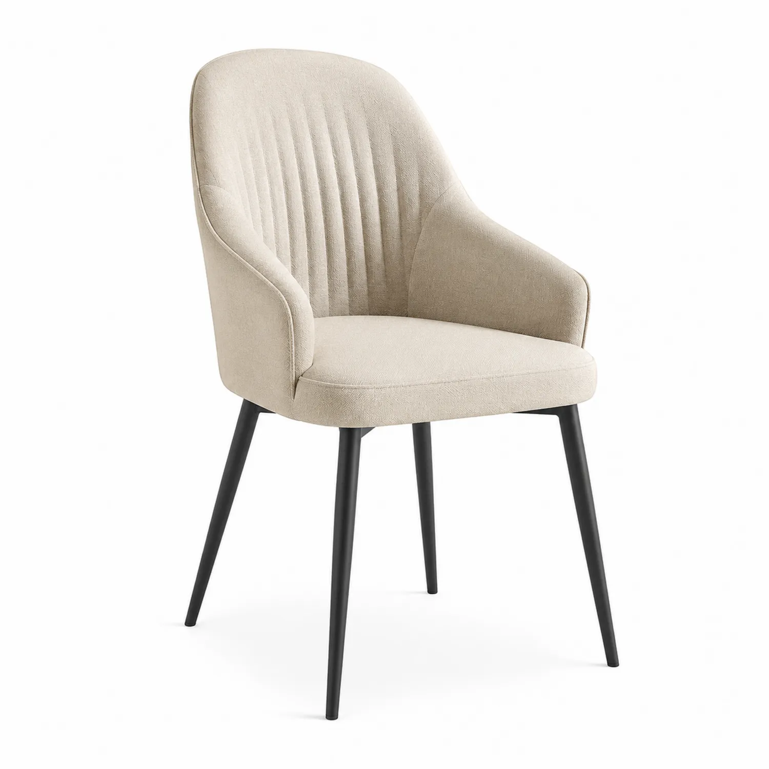 Esszimmerstuhl Beige Stoff Metallbeine