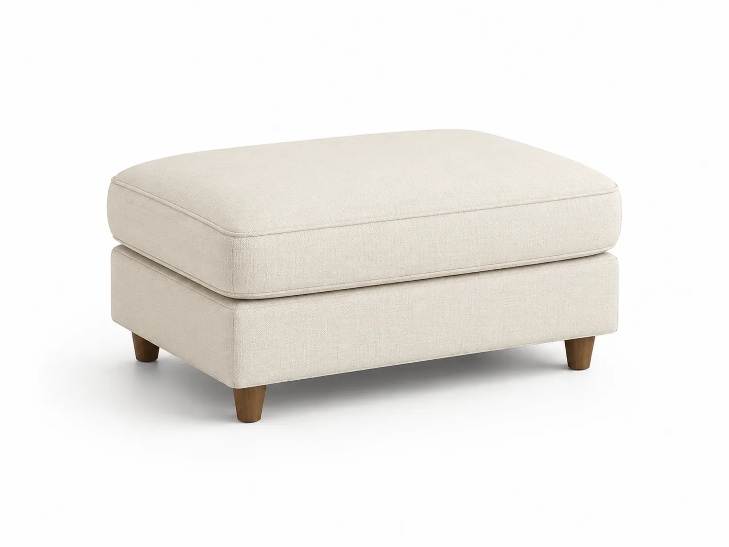 Rechteckiger Hocker aus Stoff mit Holzbeinen in Beige