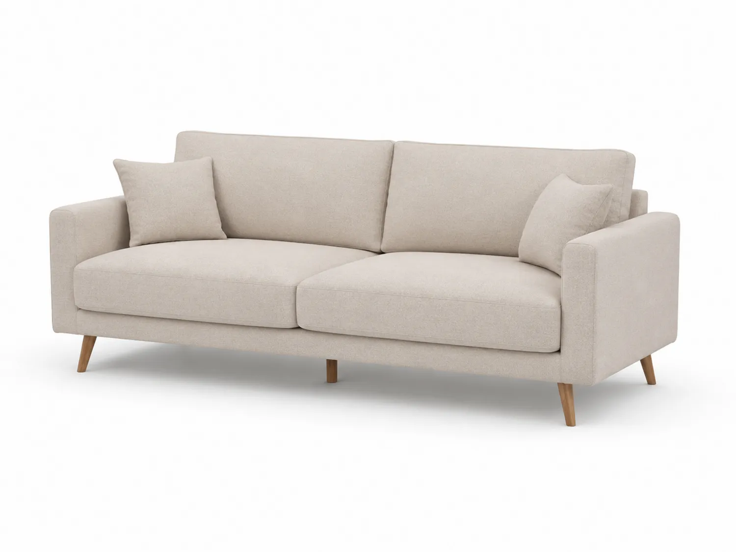 3-Sitzer Sofa Polyesterstoff Holzfüße 220cm Beige