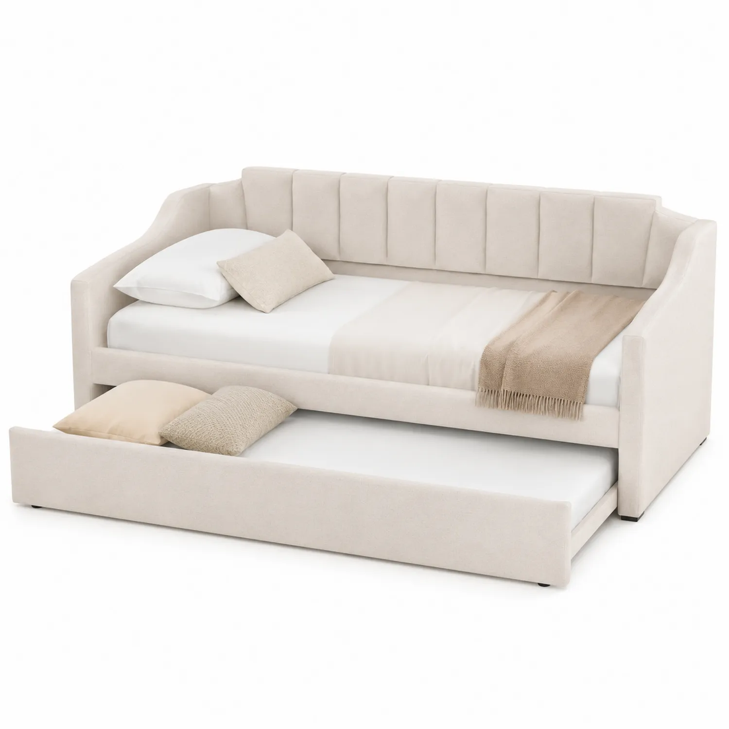 Stoff-Schlafsofa mit Ausziehbett Beige