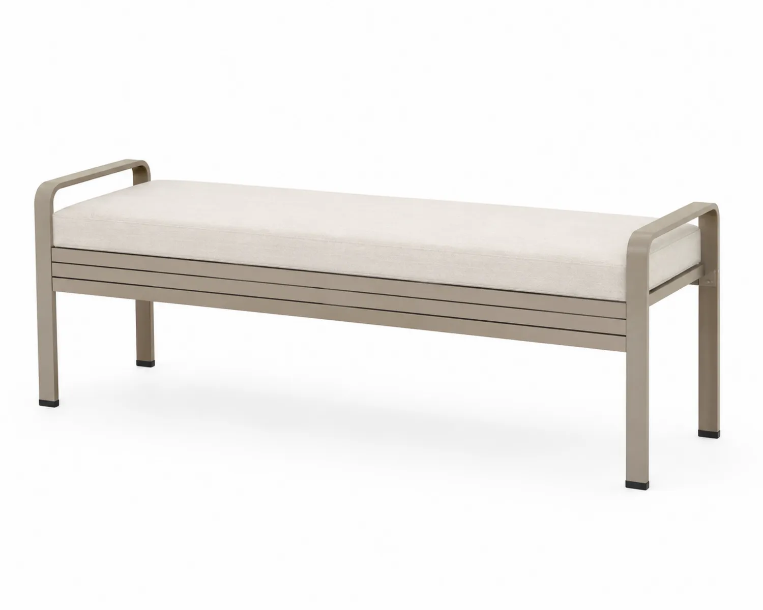 Gartenbank Aluminium mit Polyesterpolster Beige 130x40x50cm